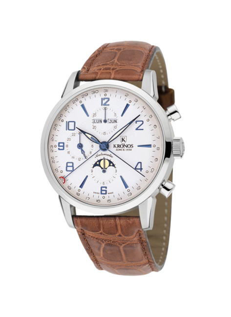 KRONOS PILOT AUTOMATIC MOON PHASE SILVER